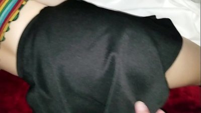 Sleeping virgin schoolgirl sister gets her tight ass with her fingers